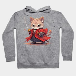 Angry Samurai style Cat Hero Hoodie